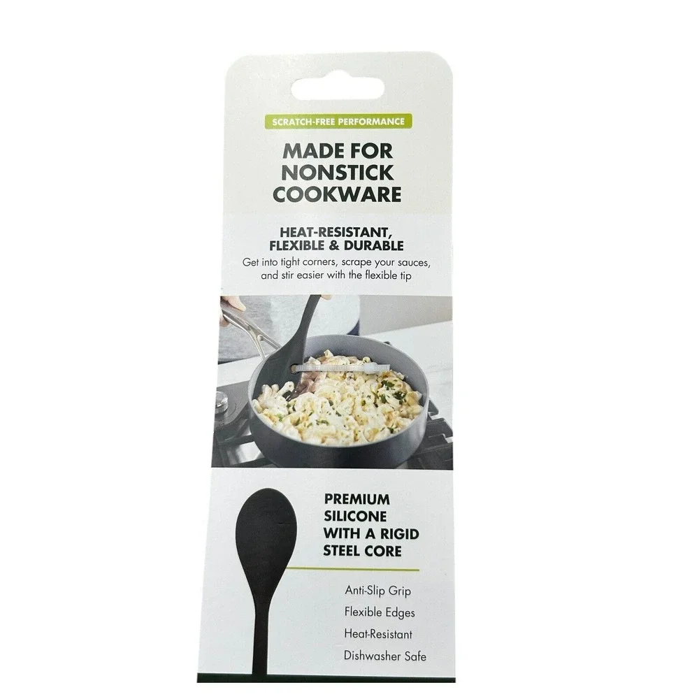 GREENPAN 3pc Spoon Turner Metal Core Silicone Utensils‎ Set Black Heat Resistant